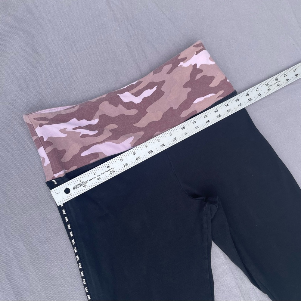 Victoria's Secret PINK Camo Black Fold Over Straight Yoga Leggings LARGE POC - Picture 5 of 8